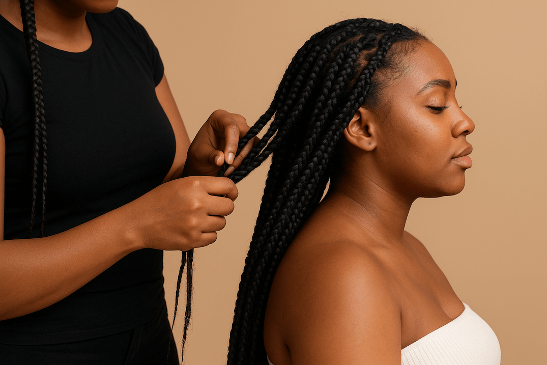 Professional braider working